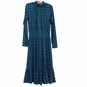 Michael Kors Boho Paisley Midi Teal Blue Green Dress Small
